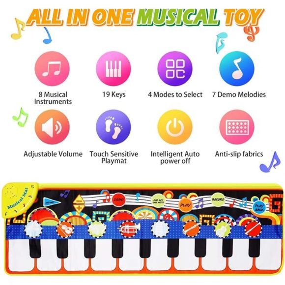 Piano Mat, Toddler Toys Musical Mat with 25 Music Sounds Floor Piano Keyboard - Picture 2 of 6